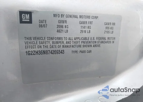 2007 Pontiac G6 Gt from USA, damaged, VIN 1G2ZH36N874269343